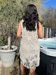 Antique Cream Multi Pattern Crochet Dress Oakley