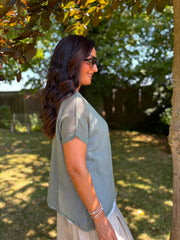 Khaki Layered Net Top Elise