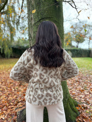 Stone Leopard Teddy Fleece Coat Harley