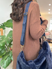 Navy Fluffy Tote Bag