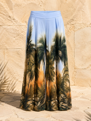 Blue Palm Tree Wide Leg Trousers Maya