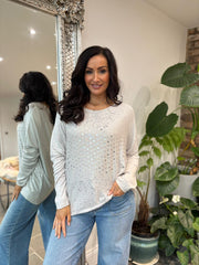 Stone Foil Hearts Knit Denise