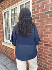 Navy Cotton Reverse Seam Knit Jo
