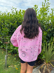 Candy Pink Paisley Bubble Cotton Shirt Alina