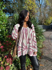 Wine Soft Touch Tiger Print Knit Ava