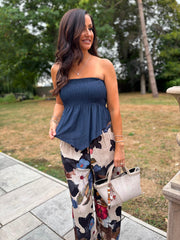 Navy Handkerchief Tube Top Tina