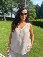 Mocha Textured Vest Top Kaylee