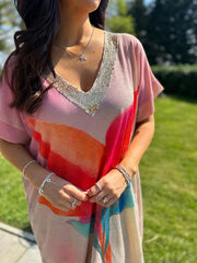 Pink Vibrant Floral Shimmer Dress Harriet