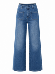 Denim Wide Leg Pocket Front Jeans