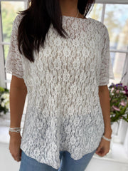 White Textured Mesh Top Kaylee