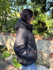 Black Premium Faux Leather Puffer Coat Olympia