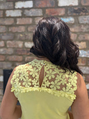 Lemon Crochet Floral Ribbed Vest Olivia