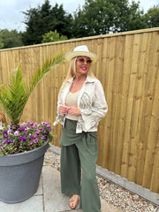 Khaki Coastal Print Shirt Elsa