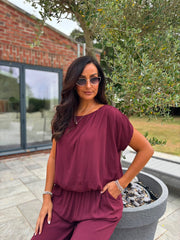 Wine Two Piece Trouser Set Sara