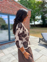 Chocolate Abstract Leopard Knit Top Dawn