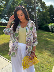 Mocha Abstract Leaf Shirt Rachel