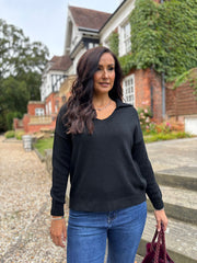 Black Open Collar Jumper Rhea