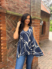Navy Abstract Swirl Vest Isabella