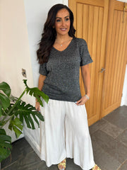 Black V Neck Shimmer Knit Cassie
