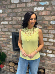 Lemon Crochet Floral Ribbed Vest Olivia
