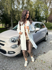 Winter White Boucle Stripe Detail Coat Mia