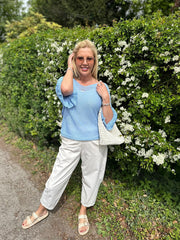 Blue Ruffle Sleeve Knit Alexis