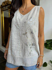 Stone Striped Panel Sleeveless Top Gaynor