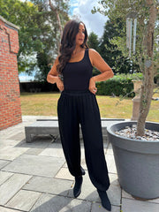 Black Shimmer Cuffed Trousers Aubrey