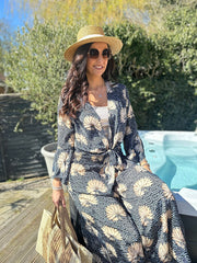 Black Floral Silk Printed Trouser Set Summer
