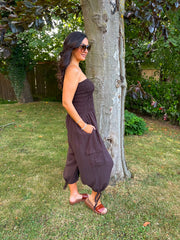 Chocolate Cargo Pocket Jumpsuit Verity