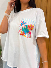 White Tropical Palm Tee Brianna