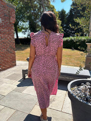 Pink Bubble Cotton Leopard Print Maxi Dress Tillie