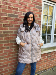 Mocha Premium Quilted High Neck Gilet Teya