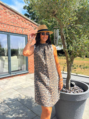 Natural Leopard Sleeveless Dress Tiana
