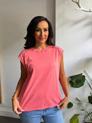 Coral Star Embellished Top Esther