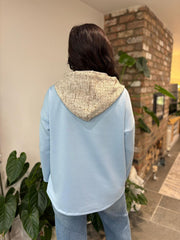 Denim Textured Hooded Sweatshirt Nova