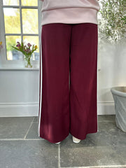 Wine Side Stripe Pull on Trousers Jenna