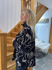 Black Swirl Collared Knit Daphne