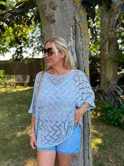 Grey Abstract Pattern Knit Tori