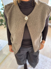 Mocha Boucle Button Waistcoat Rachel