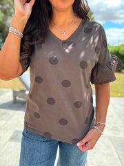 Chocolate Polka Dot Top Amber