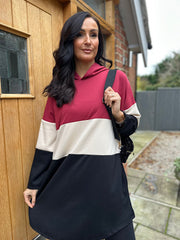 Wine Block Stripe Sweat Dress Eva