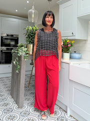 Red Wide Leg Pocket Trousers Claudia