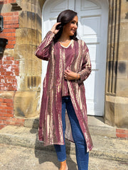 Wine Brushstroke Shimmer Cardigan Freya