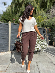 Chocolate Frill Pocket Trousers Sasha