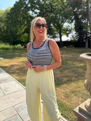 Lemon Ruched Drawstring Wide Leg Trousers