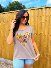 Mocha Confetti Heart Tee Eliza