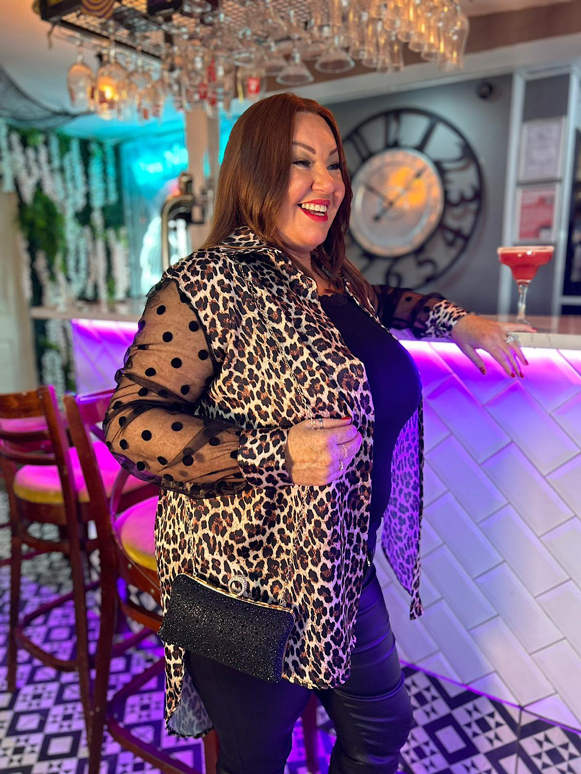 Natural Leopard Fine Mesh Polka Dot Blouse Jo