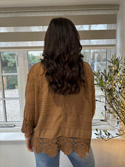 Toffee Crochet Detail Shirt Jacket Jenny