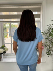 Light Blue Soft Drape Bow Top Joanie